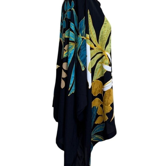 Chicos Ponsa Palms Poncho Black Floral Tropical Top Womens Size L/XL NEW - Picture 2 of 7